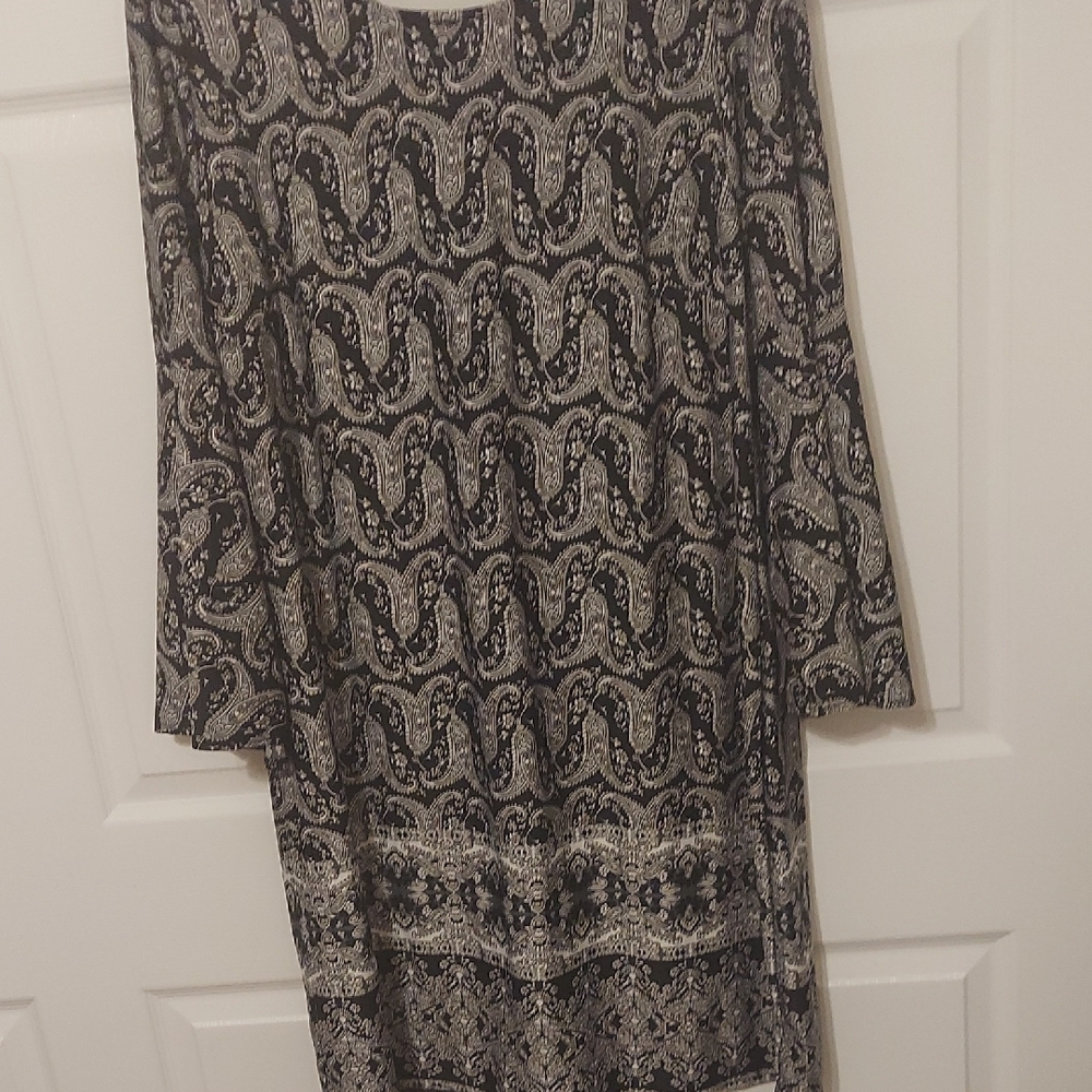 Ny Collecton Woman Elegant Black and White Paisley Dress